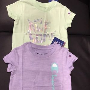 GIRLS size 4 set of 2 champion short mint sleeve shirts. NWT. So soft!! SPF30